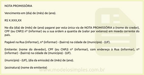 Modelo De Nota Promissória