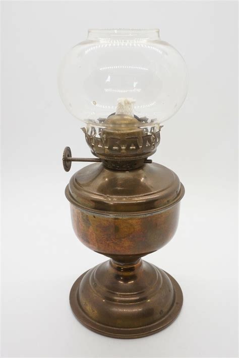 Vintage Brass Miniature Oil Kerosene Lamp Made In India W Glass Chimney Wick Ebay
