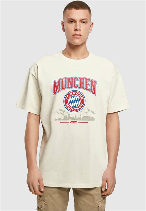 Fc Bayern München Skyline Heavy Oversize T Shirt Print Sand Zalando At