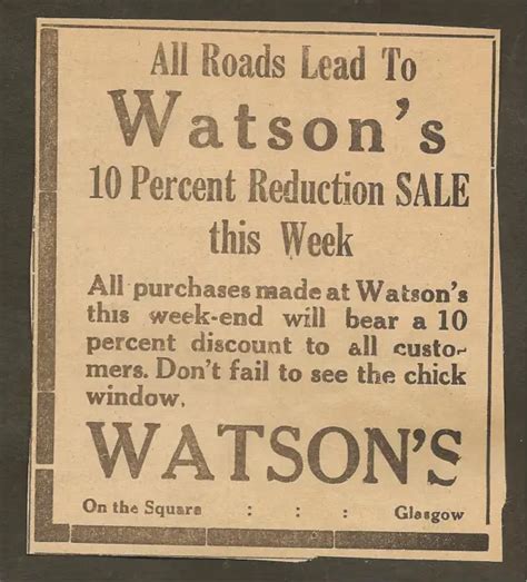 Vintage Ad Clipped From Newspaper Watsons Glasgow Ky 1939 799