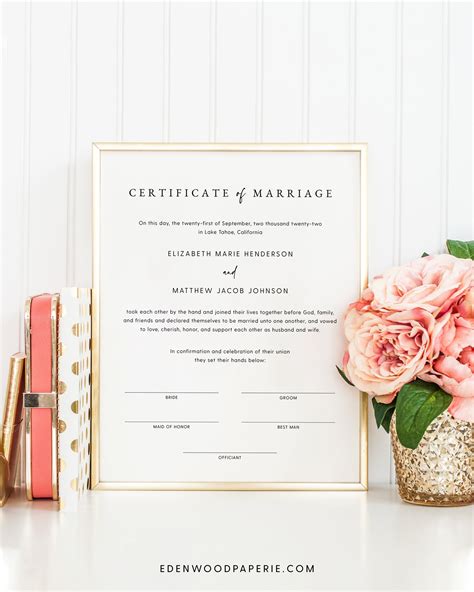 Decorative Marriage Certificate Marriage Certificate Etsy In 2022