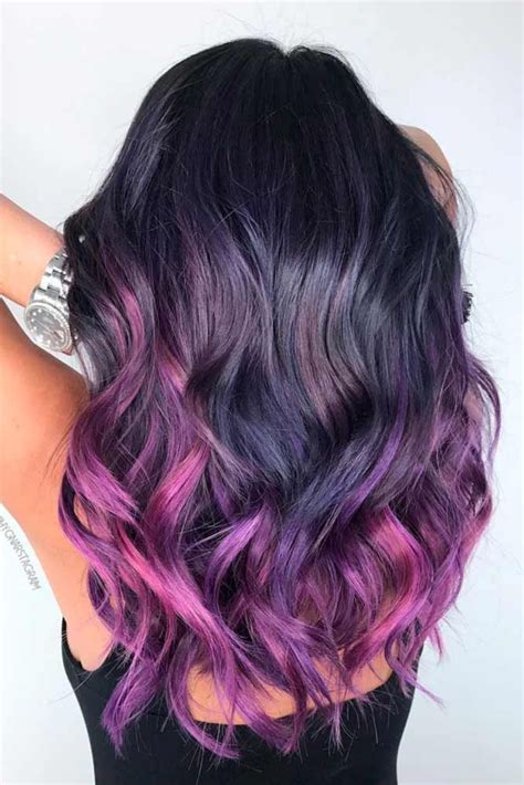 There are many shades to choose from but it's important to remember one thing a lighter base colour will give you the most vibrant results. 35 Unique Purple and Black Hair Combinations | Hair color ...