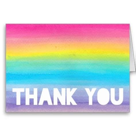 Watercolor Rainbow Thank You Card Zazzle Watercolor Rainbow