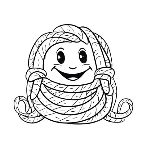 Coloring Page With A Girl Wrapped Around A Rope Outline Sketch Drawing
