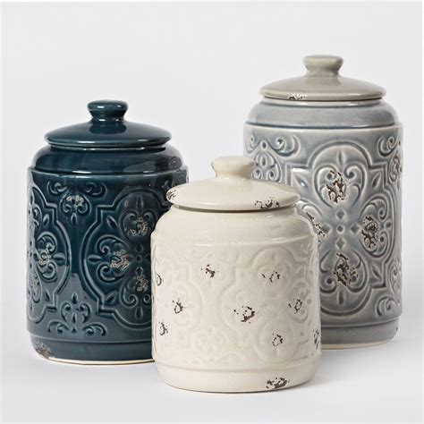Rustic Quilted 3 Piece Kitchen Canister Set Kitchen Canisters