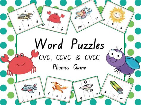 Just print on colored paper & laminate! CVC, CCVC & CVCC Word Puzzles {Phonics Game} --- This is a ...