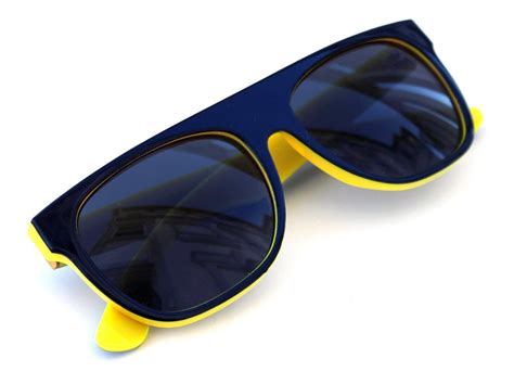 Men S Flat Top Sunglasses Impero Super Black Yellow Two Tone Frame Black Lenses Flat Top