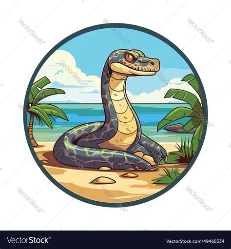 Anaconda Cute Funny Cartoon Kawaii Colorful Vector Image