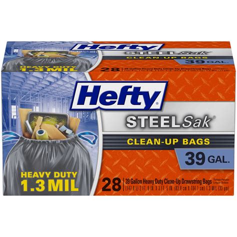 Hefty Steelsak Heavy Duty Clean Up Trash Bags 39 Gallon 28 Bags 13