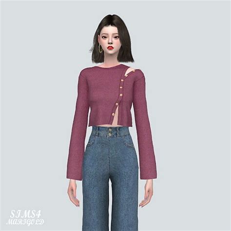 9 Button Knit Sweater From Sims4 Marigold • Sims 4 Downloads