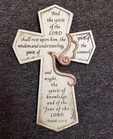 Holy Spirit Confirmation Wall Cross With Scripture Verse From Isaiah 1112