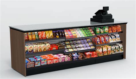Straight Checkout Counter With Led 3 Modular Sections