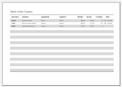 work order tracker templates  ms excel excel templates
