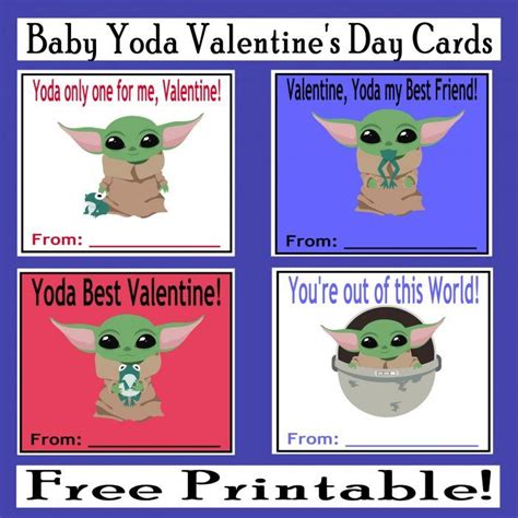 Baby Yoda Printable Valentines Valentines Valentine Day