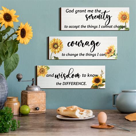 Buy 3 Pieces Serenity Prayer Sign Rustic Sunflower Wall Decor Farmhouse