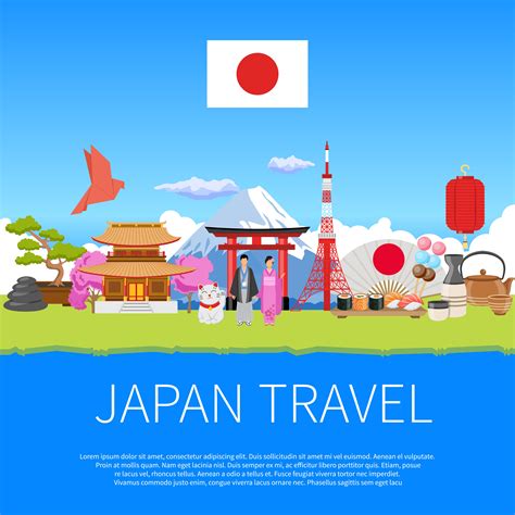 Japan Travel Flat Composition Advertisement Poster 476463 Vector Art At