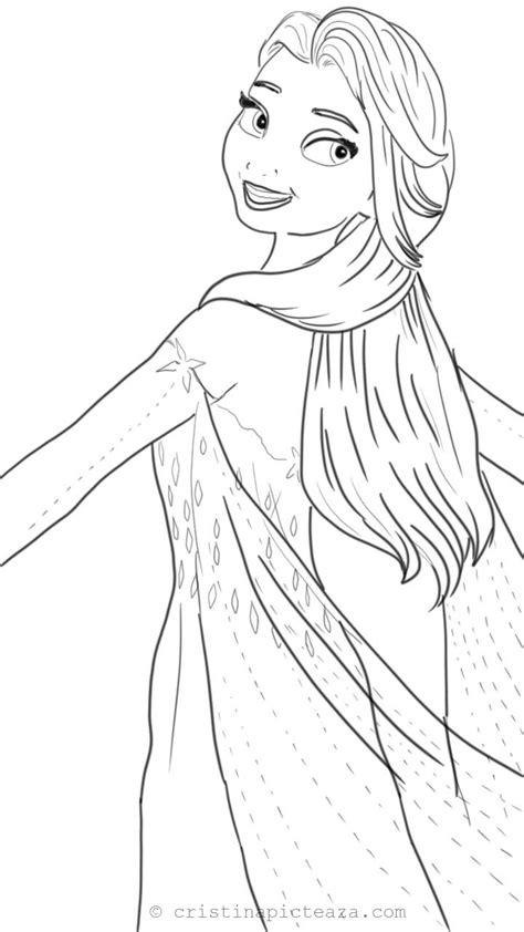 Coloring Pages With Elsa In White Dress Frozen Cristina Is Painting