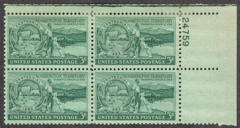 Scott 1019 Washington Territory Centennial Mint Plate Block 4