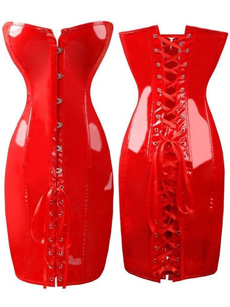 Hot Buy Red Black Women Fashion Lingerie Sexy Gothic Pvc Corset Dress S