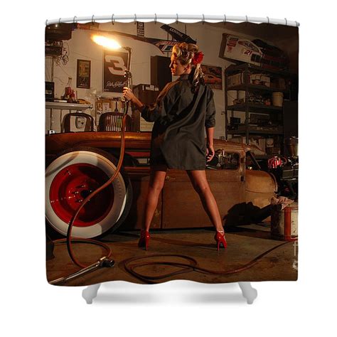Pin Up Girl With Blow Torch Shower Curtain For Sale By Jt Photodesign
