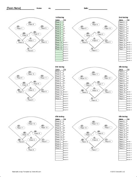 Free Baseball Roster And Lineup Template
