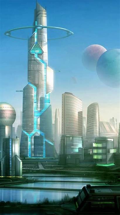 Futuristic Fantasy Future Cities Castles Mobile Iphone