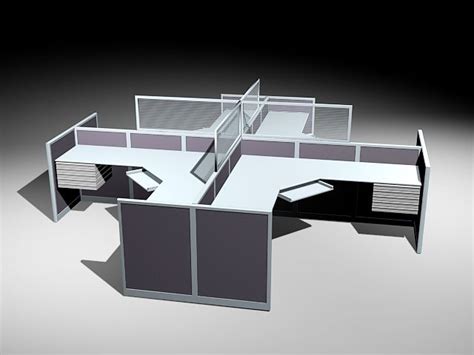 Quad Cubicle Workstations 3d Model 3ds Max Files Free Download