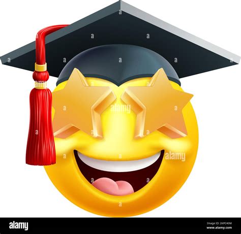 Emoji Graduate College Star Eyes Cartoon Emoticon Stock Vector Image