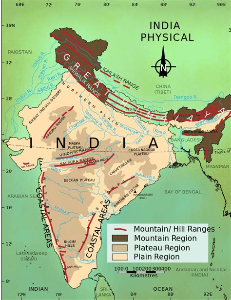 India Physical Map Himalayas Share Map