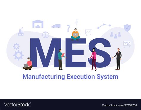 Mes Manufacturing Execution System Concept Vector Image