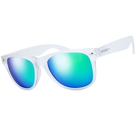 Buy The Fresh Matte Frosted Frame Reflective Colored Mirror Lens Horn Rimmed Sunglasses With