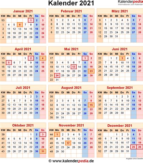 Kalender 2021 Planer Zum Ausdrucken A4 Jahreskalender