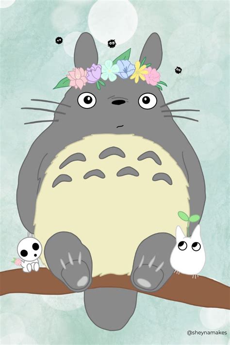 Totoro Flower Crown Ghibli Kodama Little Totoro Art Print Painting