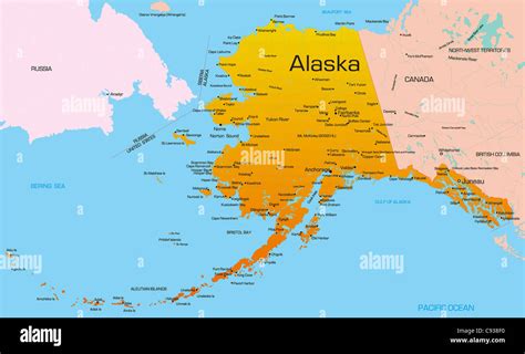 Vector Color Map Of Alaska State Usa Stock Photo Alamy