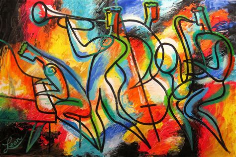 Large Wall Decor Jazz Music Canvas Abstract Stretched Ready To Etsy