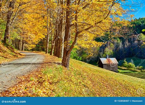 Dirt Unpaved Road At Autumn In Vermont Usa Stock Image Image Of