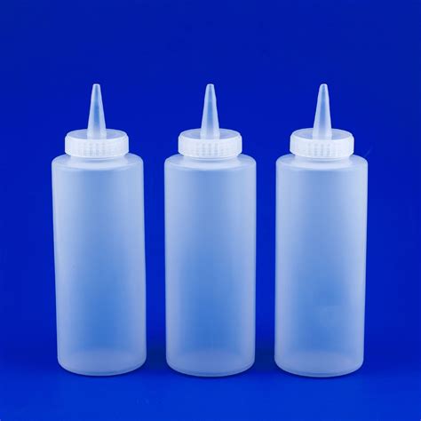 12 Oz Clear Plastic Squeeze Bottle 3pk Condiment Dispenser Ketchup