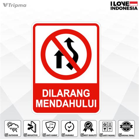 Jual Rambu Dilarang Mendahului Cm X Cm Plat Alumunium Kota Bandung Tripma Sign Tokopedia