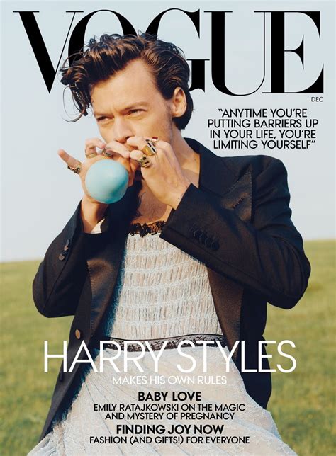 For his cover shoot, photographed by tyler mitchell, styles wears a variety of dresses and stereotypically feminine. Harry Styles Is the 1st Solo Male 'Vogue' Cover Star, Wears Gucci Gown