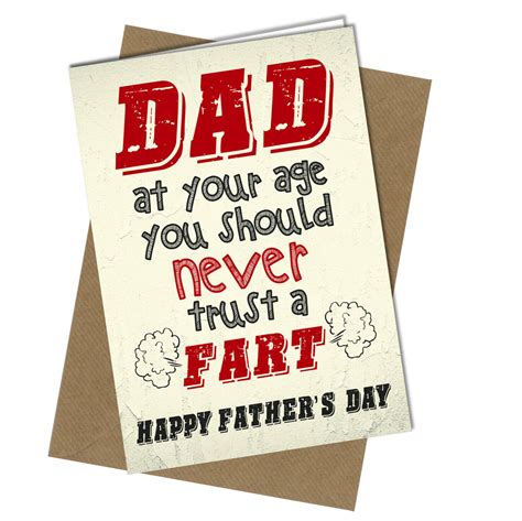 1012 Funny Rude Fathers Day Card Old Dont Trust A Fart Dad Cheeky Hi