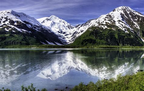 Wallpaper Mountains Lake Reflection Alaska Alaska Portage Lake
