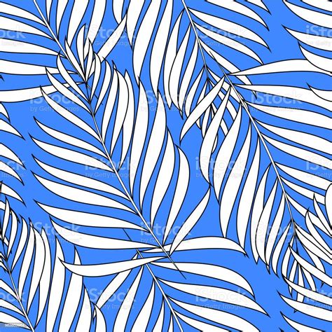 Seamless Patterns From Tropical Palm Branches Jungle Leaves Hand