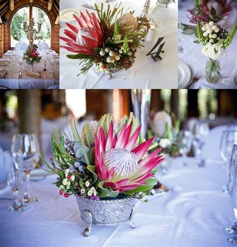 Protea Table Arrangement Without Roses Wedding Flowers Protea