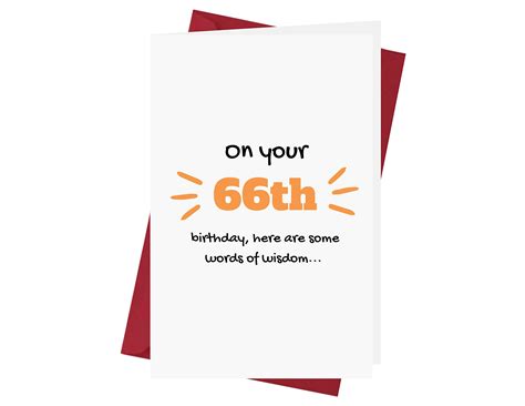 Buy Funny 66th Birthday Card Hilarious 66 Years Old Anniversary Card