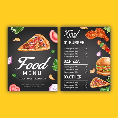 Fast Food Restaurant Menu Design Frame Border Background Menu List Appetizer Food Template