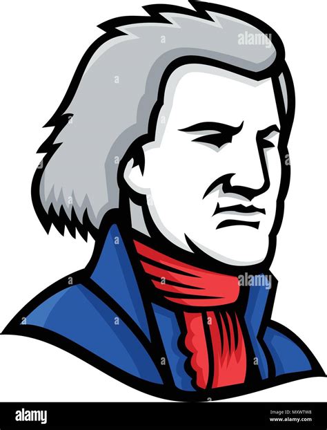 Icono De Mascota Ilustración De Cabeza De Thomas Jefferson Un