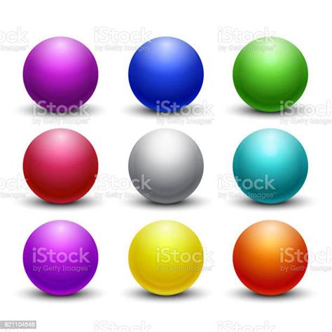Colored Glossy Shiny 3d Balls Spheres Vector Set Stock Illustration