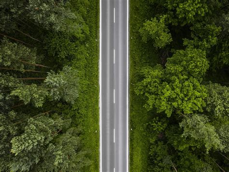 Lonely Road In The Woods Aerial Free Stock Photo Picjumbo