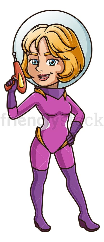 Woman In Retro Space Suit Cartoon Clipart Vector Friendlystock