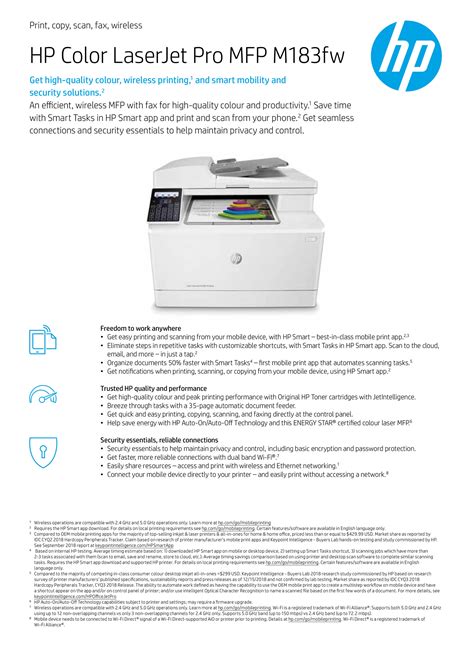 Hp Color Laserjet Pro Mfp M183fw A4 Printer Mediaform Au